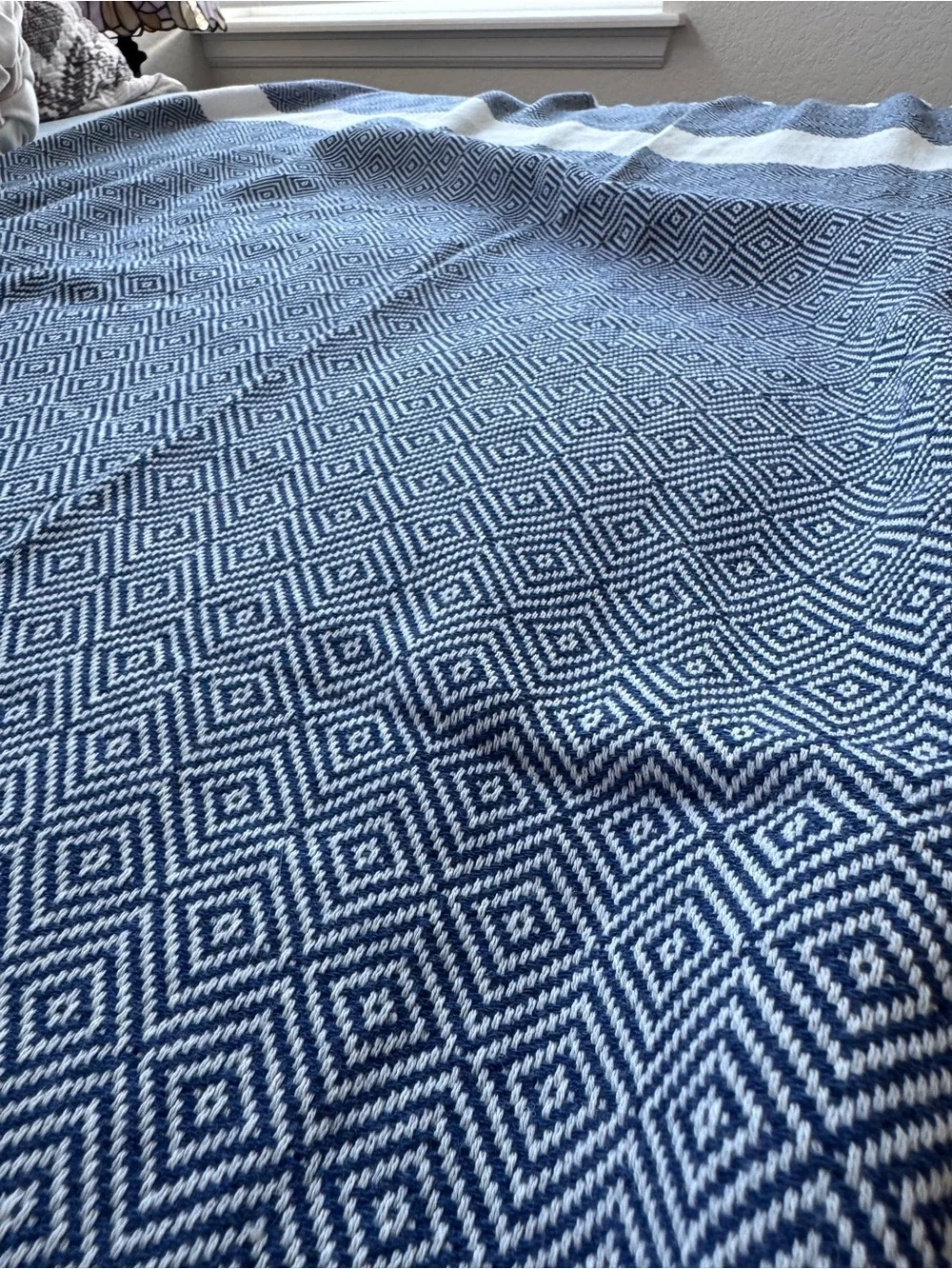 Trina Turk 100% Cotton Geometric Diamond Fringed Turkish Beach Towel Blanket